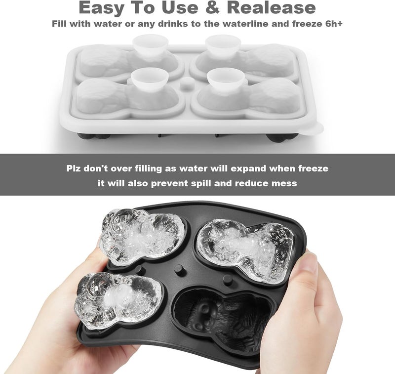 ACOOKEE Sloth Ice Cube Tray Fun Shapes, Odd Novelty Cute Sloth Gifts, 2.2" Large Silicone Whiskey Ice Mold for Cocktails,Bourbon,Brandy, w/Funne - Image 5